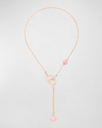 18K Rose Gold Nudo Mother of Pearl and White Topaz Lariat