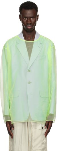 Dries Van Noten Green Sheer Crew Neck Top