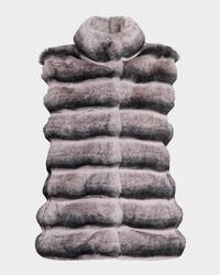 Horizontal Chinchilla-Like Faux Fur Vest