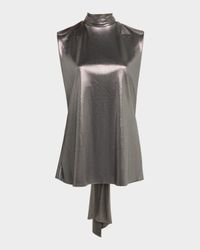 Draped Metallic Turtleneck Top
