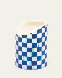 Royal Check Flicker Pillar Candle - 6"