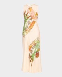 Gaea Printed Silk Midi Dress