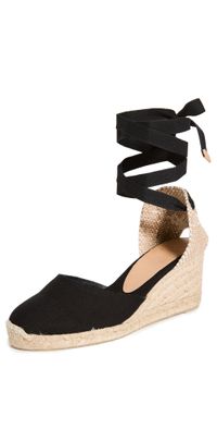 Castañer Carina Mid Wedge Canvas Espadrilles Black 40