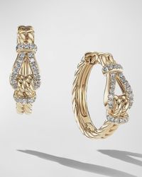 Thoroughbred Loop Hoop Earrings with Diamonds in 18K Gold, 7mm, 0.75"