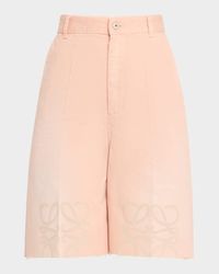 Anagram Knee Raw-Hem Bermuda Shorts