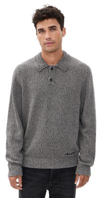 Les Deux Billy Mouliné Knitted Polo Black L