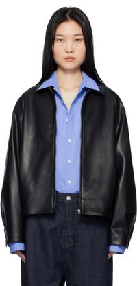 LE17SEPTEMBRE Black Spread Collar Faux-Leather Jacket