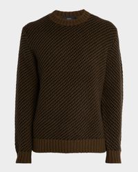 Men's Birdseye Twill Wool-Cashmere Crewneck Sweater