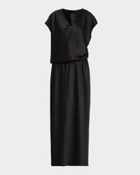 Draped Cowl-Neck Satin Dress