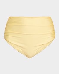 Teya Ruched High-Waist Bikini Bottoms