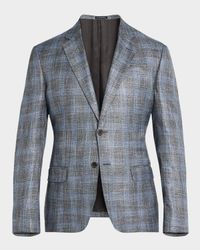 Men's Bamboo Textured Plaid Sport Coat