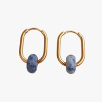 Ginandger - Boucles d'oreilles jaspe bleu - Taille Unique - Bleu