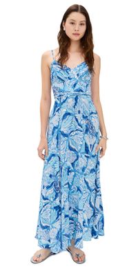 Poupette St Barth Cara Long Dress Blue Tiger Lily XS