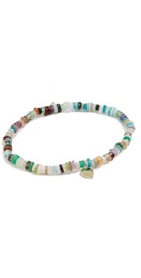 Sydney Evan Pure Heart Charm On Rainbow Bracelet Yellow Gold One Size