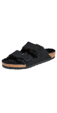 Birkenstock Arizona Shearling Sandals Black Black 42