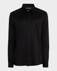 Men's Clubwear Slim-Fit Tonal Rhinestone Dress Shirt