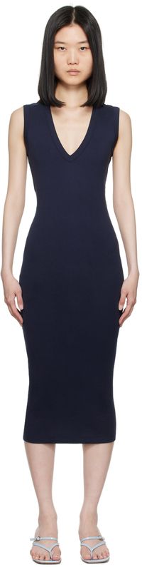 FLORE FLORE Robe midi Dewi bleu marine