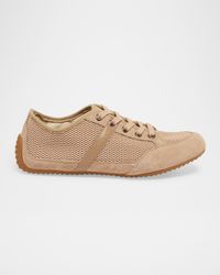 Mesh And Suede Slim Low-Top Sneakers