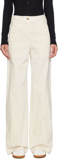 BOSS Off-White Regular-Fit Trousers