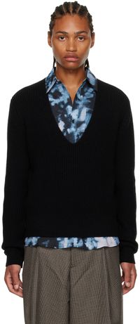 Dries Van Noten Black V-Neck Sweater