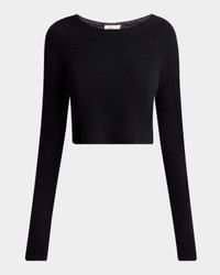 Bow Cutout Crop Cashmere Sweater