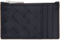 Bottega Veneta Black & Orange Intrecciato Zippered Card Case