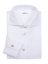 Men's Twill Contemporary-Fit Long-Sleeve Shirt - White - Size 15