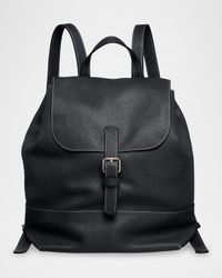 Men's Pebble Leather Flap-Top Backpack