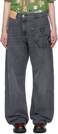 JW Anderson Jean de travail gris à coutures torsadées