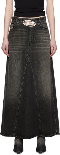 Diesel Black De-Pago-S3 Denim Maxi Skirt