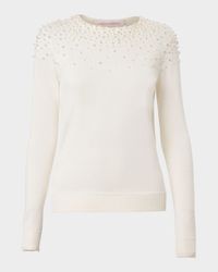 Pearly Collar Silk-Cotton Sweater
