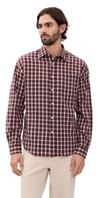 NN07 Deon Twill Flannel Shirt Wine Check L