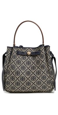 Tory Burch Romy T Monogram Bucket Bag Tory Navy One Size