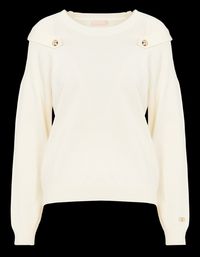 Liu Jo - Pull côtelé à détails sur les manches - Taille XL - Blanc