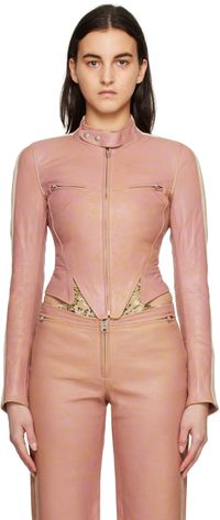 KNWLS SSENSE Exclusive Pink Claw Leather Jacket