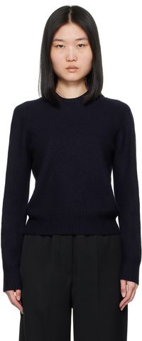 Jil Sander Pull bleu marine à col ras du cou