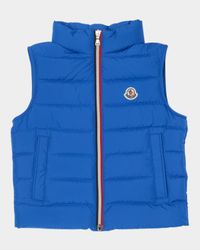 Boy's Ertavete Tricolor-Trim Down Vest, Size 8-10