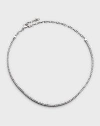 18K White Gold Half-Diamond Half-Chain Necklace, 16"L, 2.85tcw