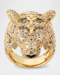 Ark 18K Yellow Gold Sapphire and Onyx Tiger Ring with Diamonds