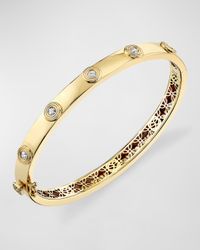 14K Gold and Diamond Fluted Hinge Bangle