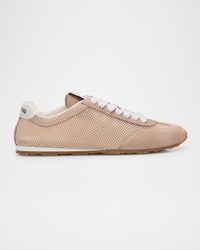 Low-Top Mesh Suede Sneakers
