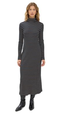 Proenza Schouler White Label Frances Dress In Stripe Rib Black/Mushroom XS