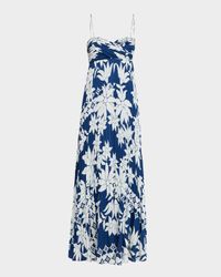 Avery Pleated Floral-Print Empire Maxi Dress