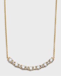 18k Yellow Gold Round Diamond Smiley Bar Necklace, 18"L, 1.35tcw