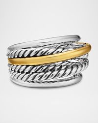 Crossover Narrow Ring with Silver/Gold