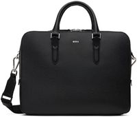 BOSS Black Structured Leather Briefcase