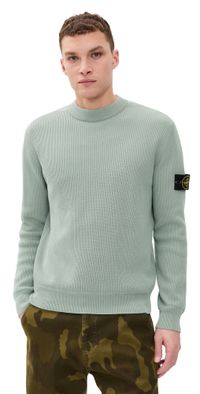 Stone Island Ribbed Cotton Crew Sweater Sage S