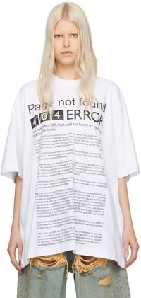 VETEMENTS White 'Page Not Found' T-Shirt