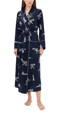 Petite Plume Silk Panthere de Nuit Robe Navy L