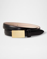 Signet Calfskin Leather Skinny Belt